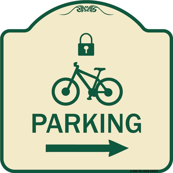 Signmission Parking W/ Lock Cycle & Right Arrow Heavy-Gauge Aluminum Sign, 18" x 18", TG-1818-23473 A-DES-TG-1818-23473 - main